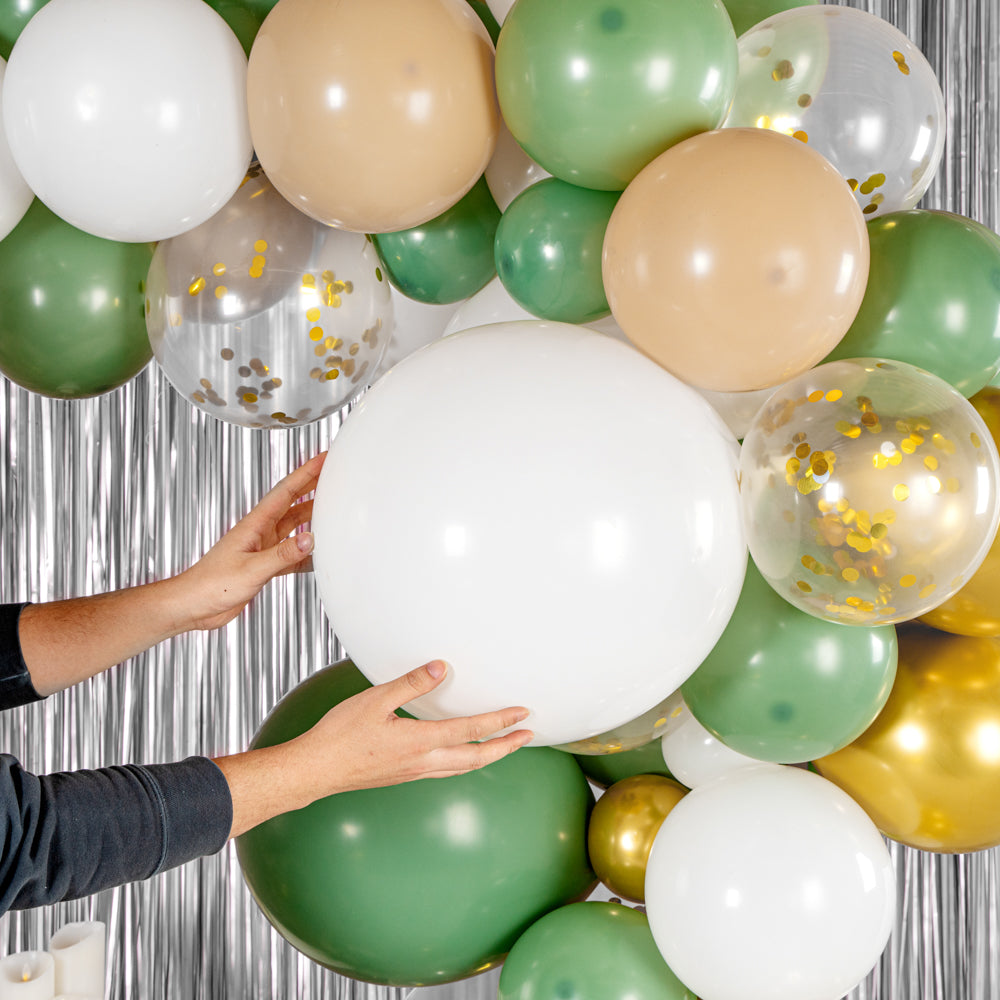 Balloonify Green, White and Gold Balloon Arch / Garland Kit - 116 Pieces - 1 count box