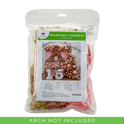 Balloonify Pink and Gold Balloon Arch / Garland Kit - 137 Pieces - 1 count box