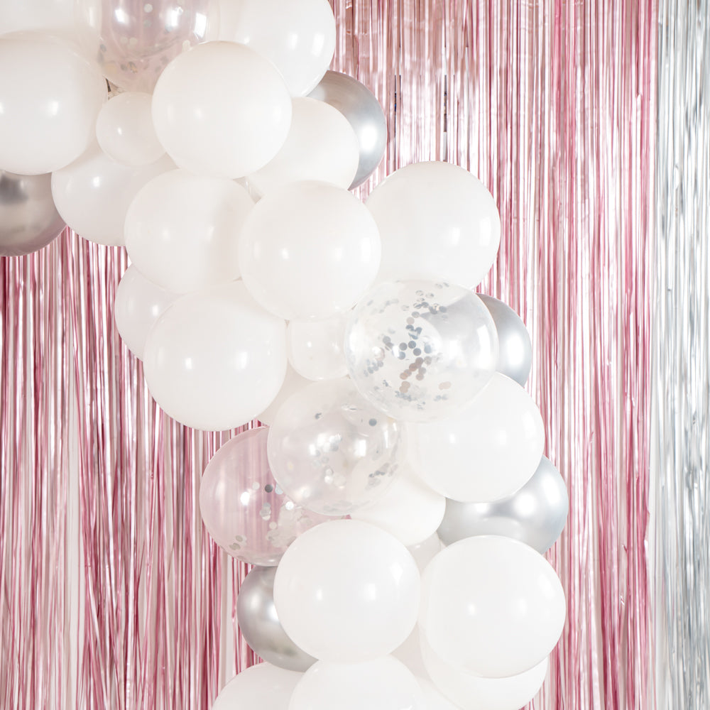 Balloonify White and Silver Balloon Arch / Garland Kit - 72 Pieces - 1 count box