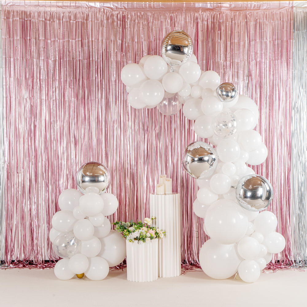 Balloonify White and Silver Balloon Arch / Garland Kit - 125 Pieces - 1 count box