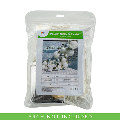 Balloonify White and Silver Balloon Arch / Garland Kit - 125 Pieces - 1 count box