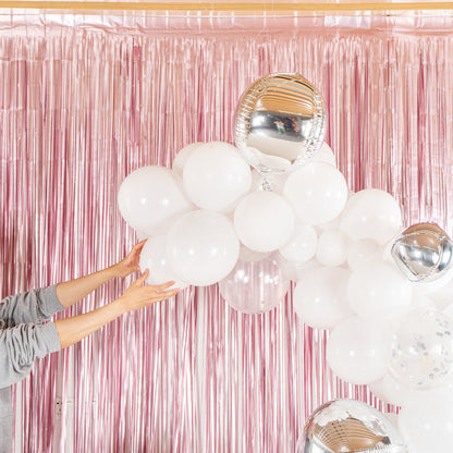 Balloonify White and Silver Balloon Arch / Garland Kit - 125 Pieces - 1 count box