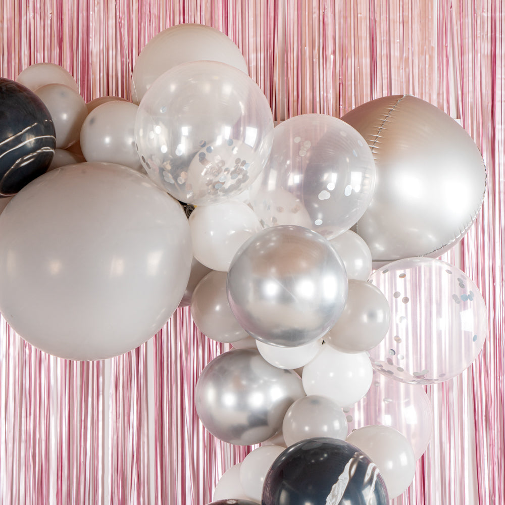 Balloonify Gray and Metallic Silver Balloon Arch / Garland Kit - 104 Pieces - 1 count box