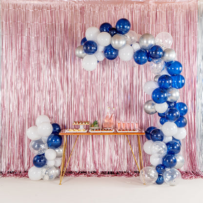 Balloonify Navy, White and Silver Balloon Arch / Garland Kit - 122 Pieces - 1 count box