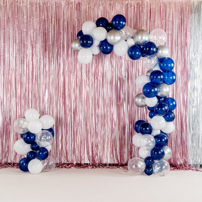Balloonify Navy, White and Silver Balloon Arch / Garland Kit - 122 Pieces - 1 count box
