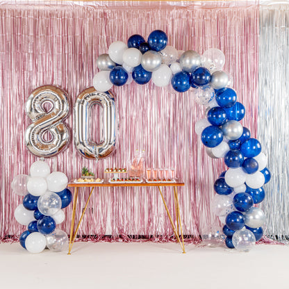 Balloonify Navy, White and Silver Balloon Arch / Garland Kit - 122 Pieces - 1 count box