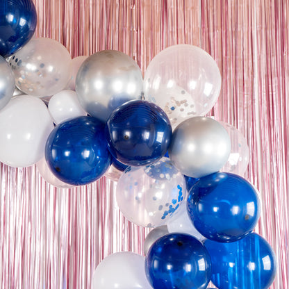 Balloonify Navy, White and Silver Balloon Arch / Garland Kit - 122 Pieces - 1 count box