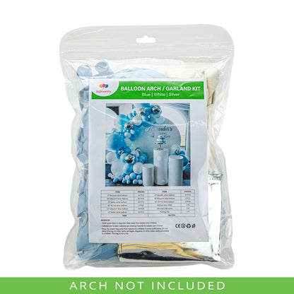 Balloonify Blue, White and Silver Balloon Arch / Garland Kit - 142 Pieces - 1 count box