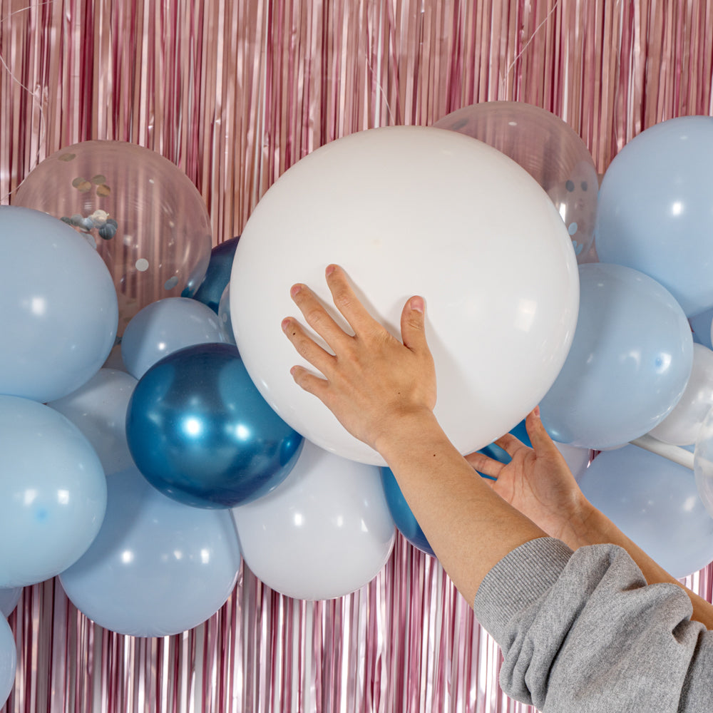 Balloonify Metallic Blue, White and Silver Balloon Arch / Garland Kit - 104 Pieces - 1 count box