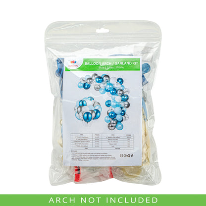 Balloonify Blue, Silver and White Balloon Arch / Garland Kit - 104 Pieces - 1 count box