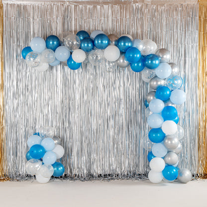 Balloonify Blue, Silver and White Balloon Arch / Garland Kit - 104 Pieces - 1 count box