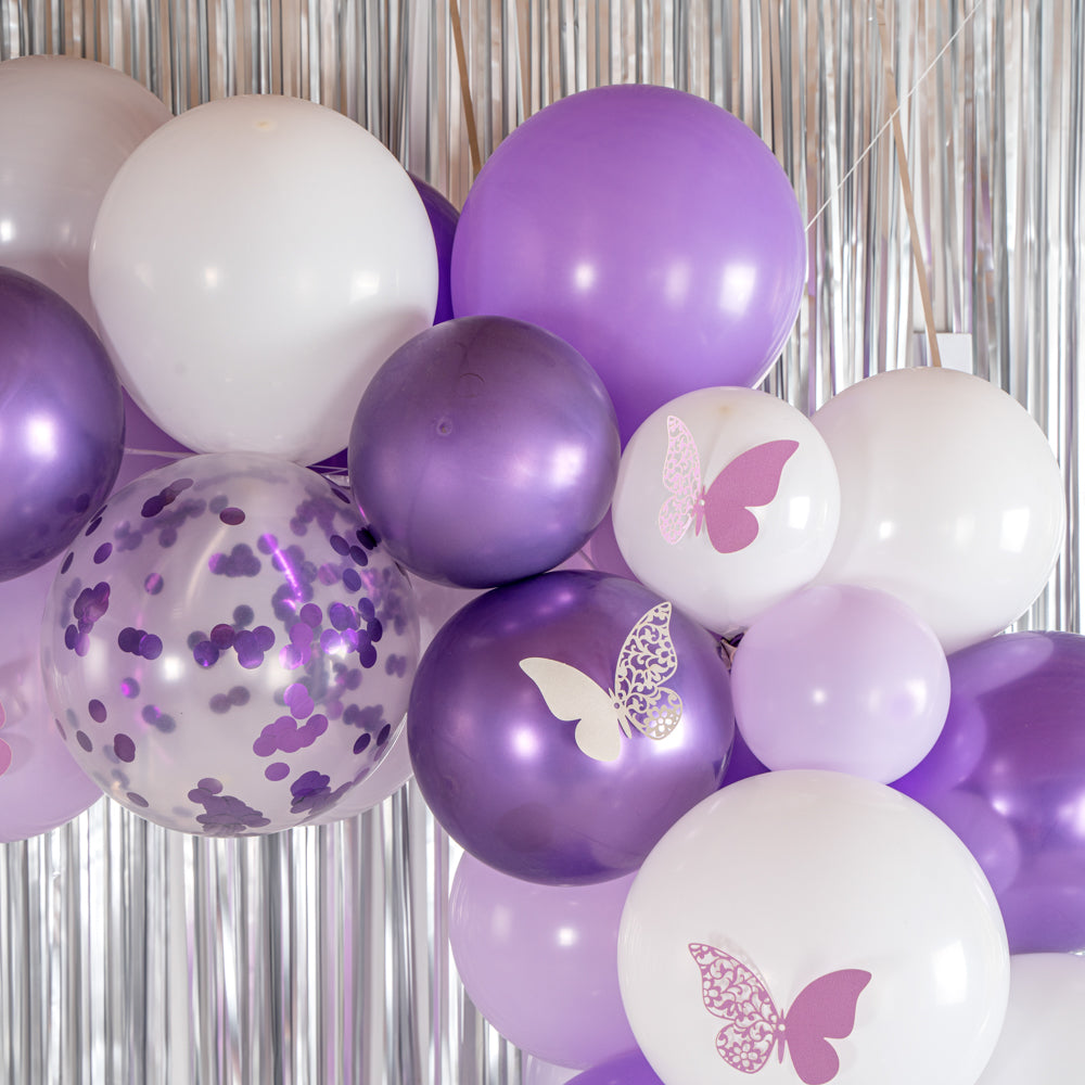 Balloonify Confetti Purple and White Balloon Arch / Garland Kit - 124 Pieces - 1 count box