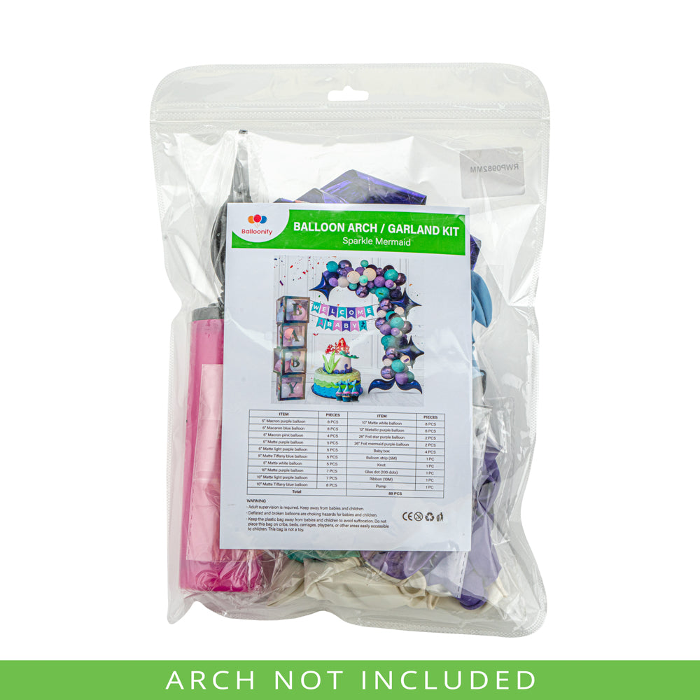 Balloonify Sparkle Mermaid Balloon Arch / Garland Kit - 89 Pieces - 1 count box
