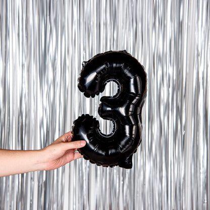 Balloonify Black Mylar Number 3 Balloon - 16" - 1 count box