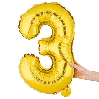 Balloonify Gold Mylar Number 3 Balloon - 16" - 1 count box