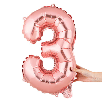 Balloonify Rose Gold Mylar Number 3 Balloon - 16" - 1 count box