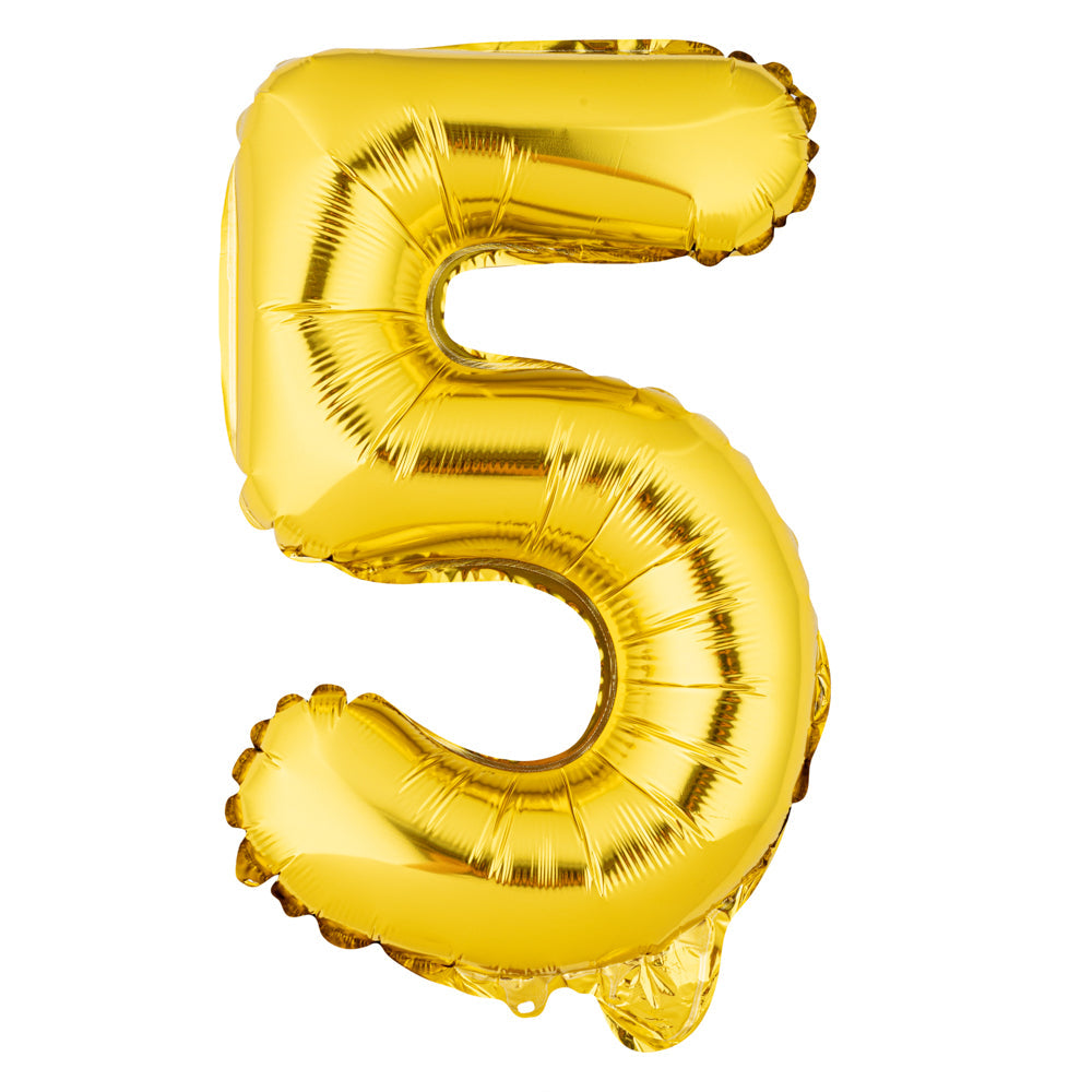 Balloonify Gold Mylar Number 5 Balloon - 16" - 1 count box