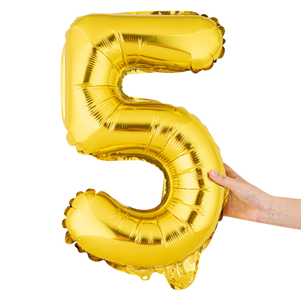 Balloonify Gold Mylar Number 5 Balloon - 16" - 1 count box
