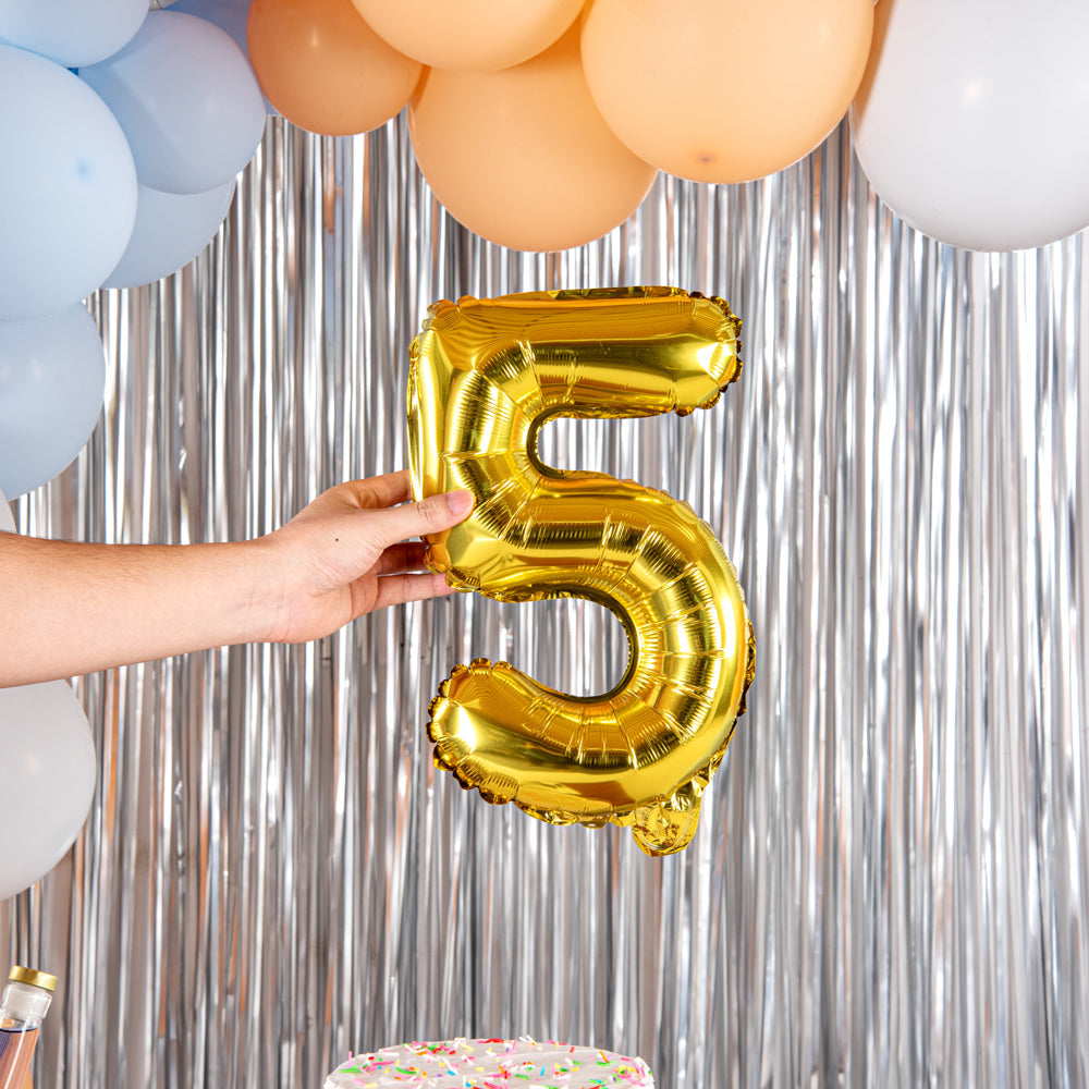 Balloonify Gold Mylar Number 5 Balloon - 16" - 1 count box