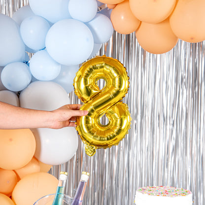 Balloonify Gold Mylar Number 8 Balloon - 16" - 1 count box