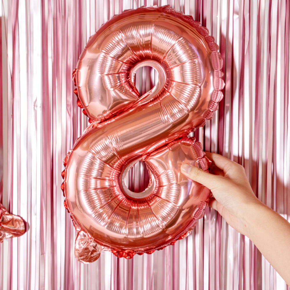 Balloonify Rose Gold Mylar Number 8 Balloon - 16" - 1 count box