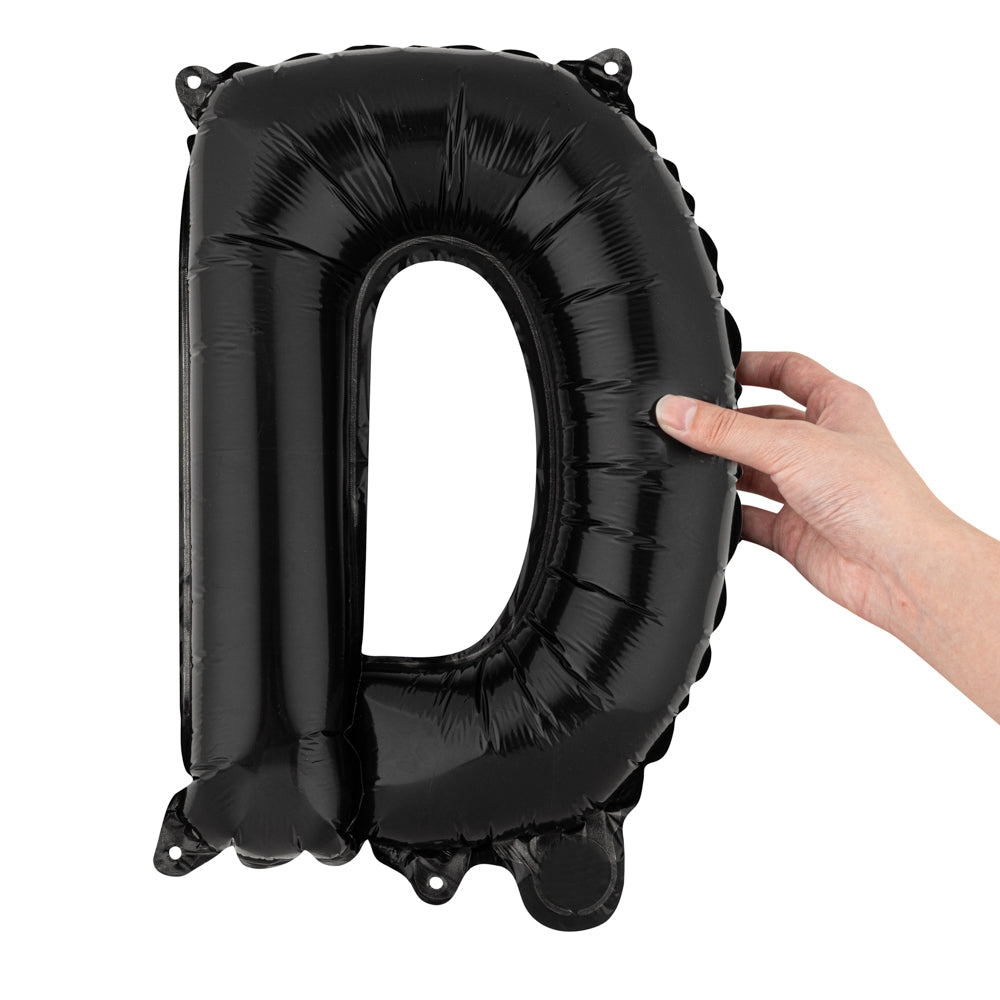 Balloonify Black Mylar Letter D Balloon - 16" - 1 count box