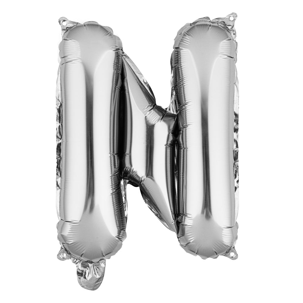 Balloonify Silver Mylar Letter N Balloon - 16" - 1 count box