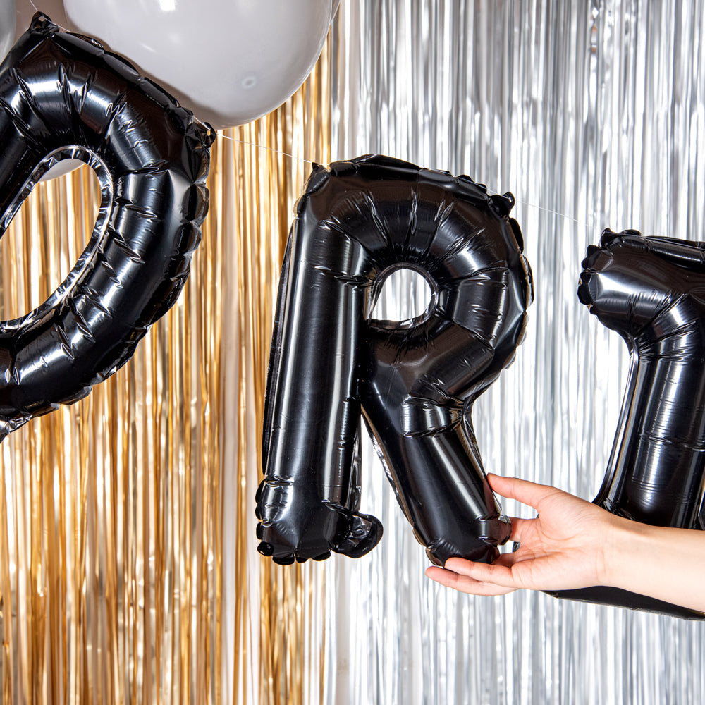 Balloonify Black Mylar Letter R Balloon - 16" - 1 count box