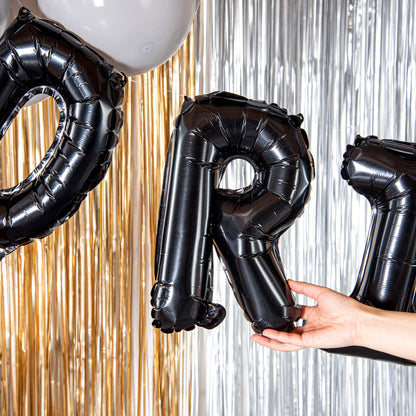 Balloonify Black Mylar Letter R Balloon - 16" - 1 count box