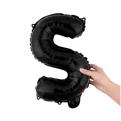 Balloonify Black Mylar Letter S Balloon - 16" - 1 count box
