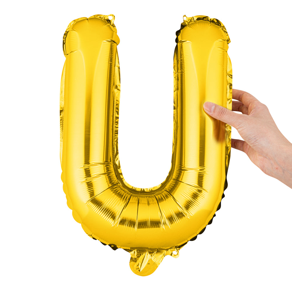 Balloonify Gold Mylar Letter U Balloon - 16" - 1 count box