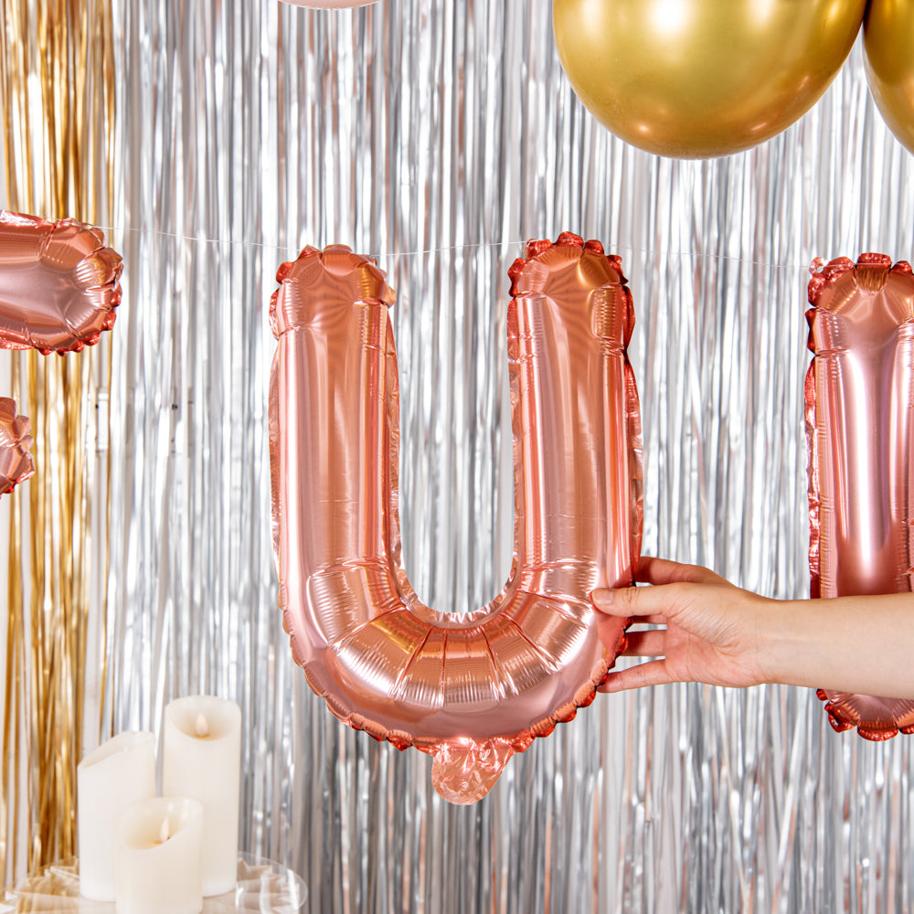 Balloonify Rose Gold Mylar Letter U Balloon - 16" - 1 count box