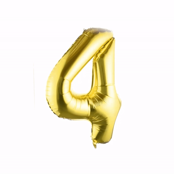 Balloonify Gold Mylar Number 4 Balloon - 40" - 1 count box