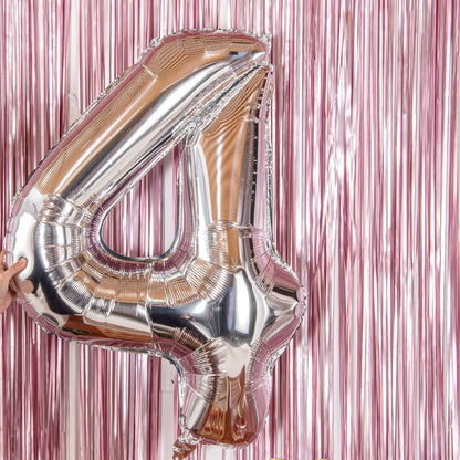 Balloonify Silver Mylar Number 4 Balloon - 40" - 1 count box