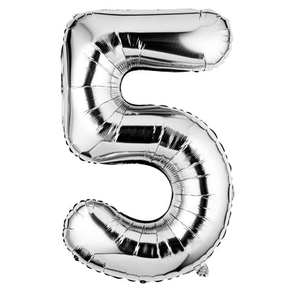 Balloonify Silver Mylar Number 5 Balloon - 40" - 1 count box