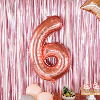 Balloonify Rose Gold Mylar Number 6 Balloon - 40" - 1 count box