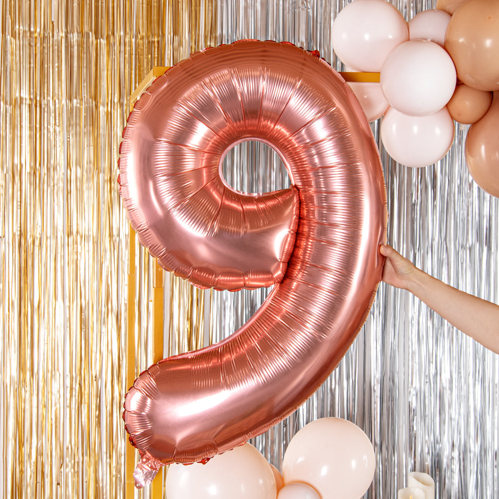 Balloonify Rose Gold Mylar Number 9 Balloon - 40" - 1 count box