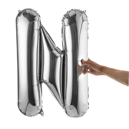 Balloonify Silver Mylar Letter N Balloon - 40" - 1 count box