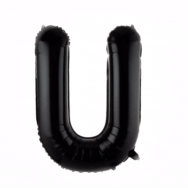 Balloonify Black Mylar Letter U Balloon - 40" - 1 count box