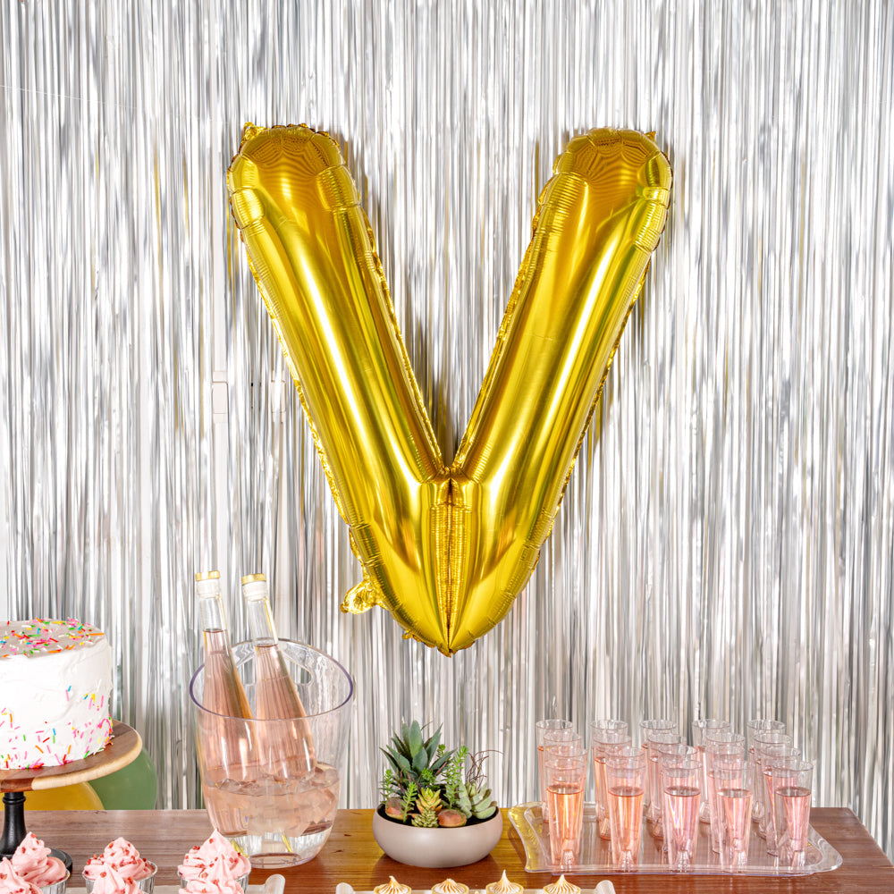 Balloonify Gold Mylar Letter V Balloon - 40" - 1 count box