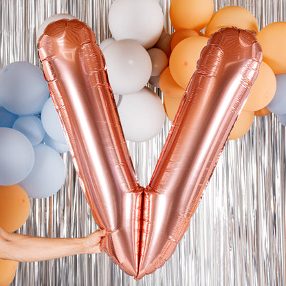 Balloonify Rose Gold Mylar Letter V Balloon - 40" - 1 count box