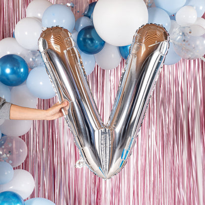 Balloonify Silver Mylar Letter V Balloon - 40" - 1 count box