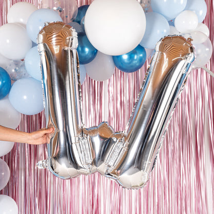 Balloonify Silver Mylar Letter W Balloon - 40" - 1 count box