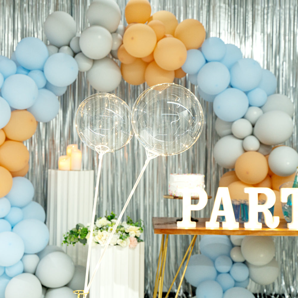 Balloonify Gold LED Bobo Balloon - with String Light - 20" - 10 count box