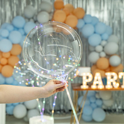 Balloonify Colorful LED Bobo Balloon - with String Light, Handle - 20" - 10 count box