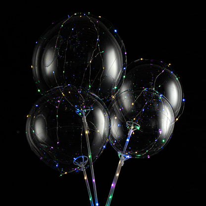 Balloonify Colorful LED Bobo Balloon - with String Light, Handle - 24" - 10 count box