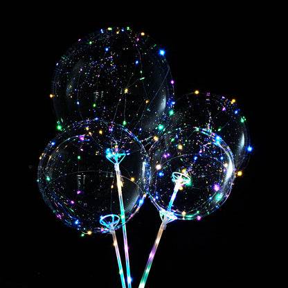 Balloonify Colorful LED Bobo Balloon - with String Light, Handle - 24" - 10 count box