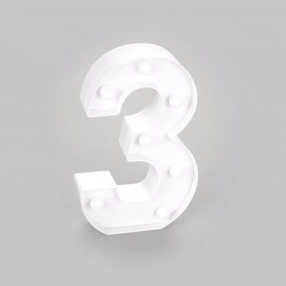 Illumify White LED Marquee Number 3 Sign - 8 3/4" - 1 count box