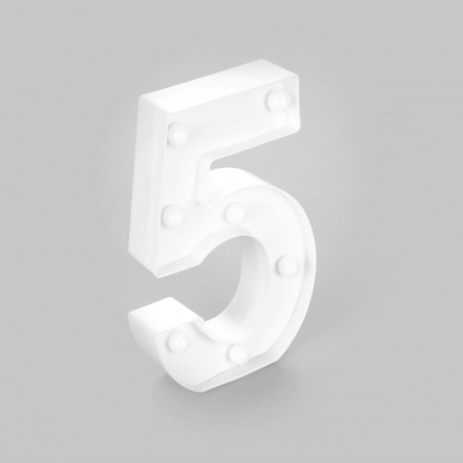 Illumify White LED Marquee Number 5 Sign - 8 3/4" - 1 count box