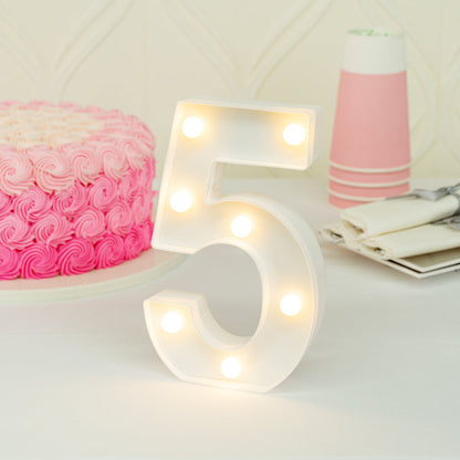 Illumify White LED Marquee Number 5 Sign - 8 3/4" - 1 count box